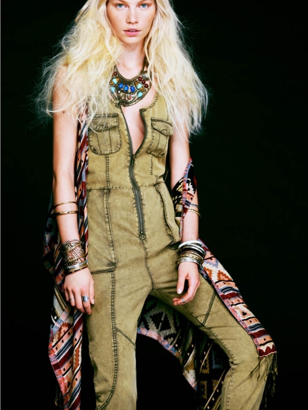 Free People 2013 Utility Zip-Front Jumpsuit Size 6